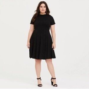 Torrid Black Knit Mock Neck Skater Sweater Dress Fit and Flare
